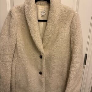 J. Crew Cream Teddy Jacket Plush Oversized Fit